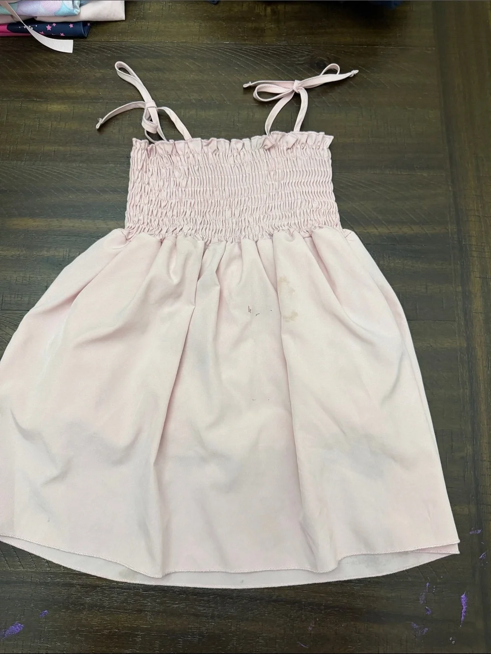 Girls' Pink Smocked Sundress with Tie Straps